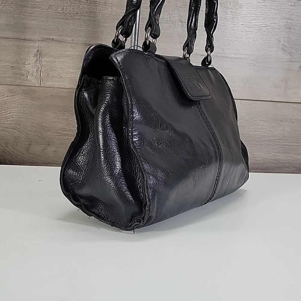 Patricia Nash Rienzo Black Leather Shoulder Bag Satchel Handbag Purse